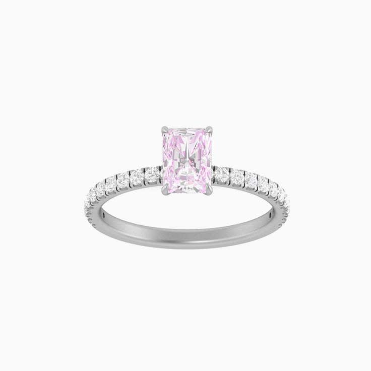 1CT pink diamond emerald engagement ring