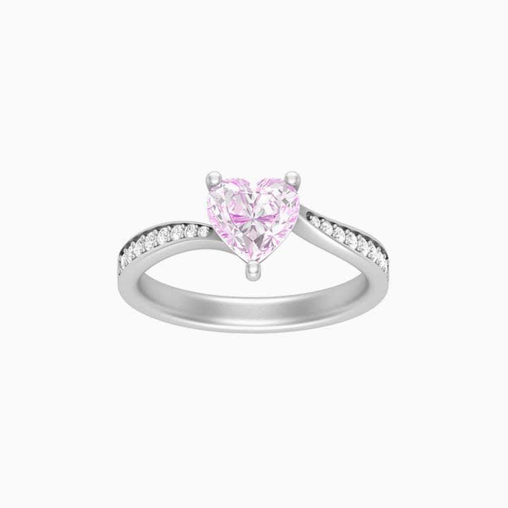 1ct pink diamond heart engagement ring