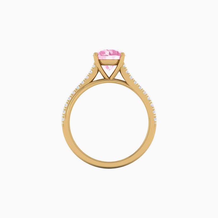 Pink Lab Round Cut Diamond Engagement Ring On A Twisted Band