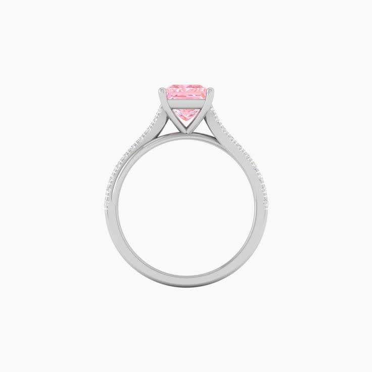 Pink Lab Princess Cut Diamond Engagement Ring On A Twisted Band