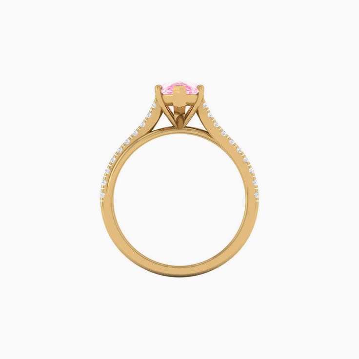 Pink Lab Pear Cut Diamond Engagement Ring On A Twisted Band