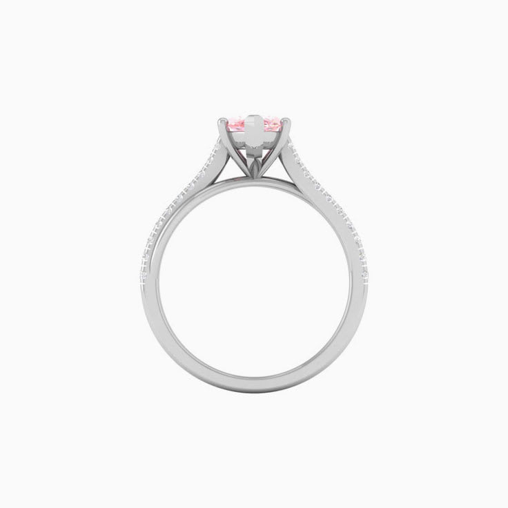 Pink Lab Marquise Cut Diamond Engagement Ring On A Twisted Band