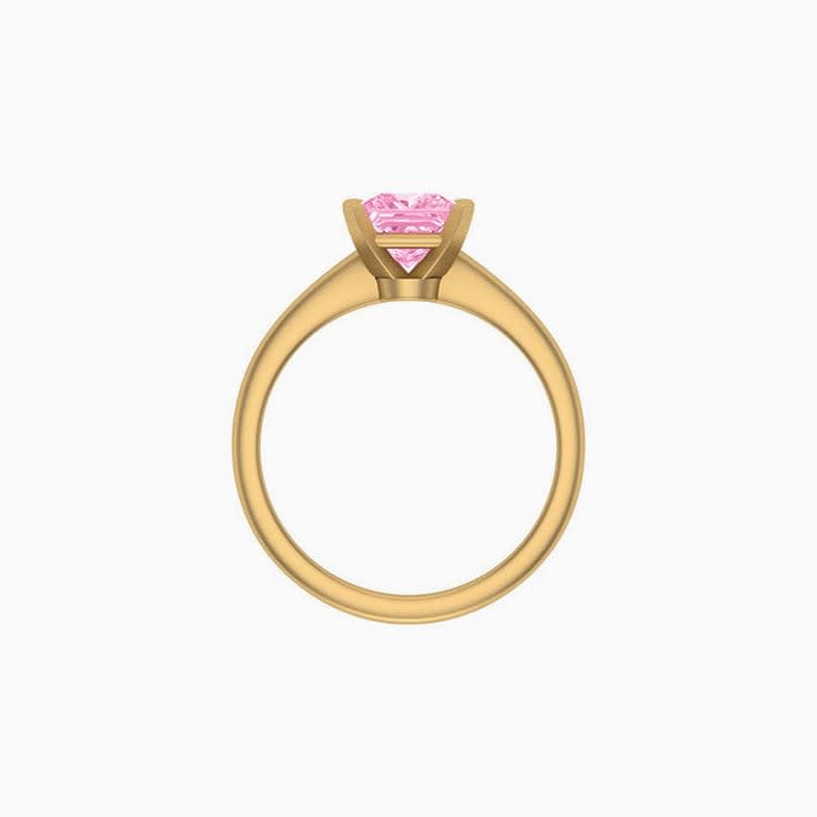 Classic princess lab pink diamond engagement ring