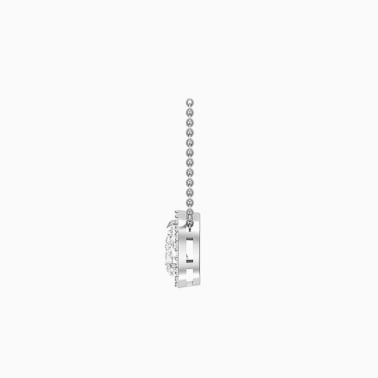 Half carat Classic pear halo diamond necklace