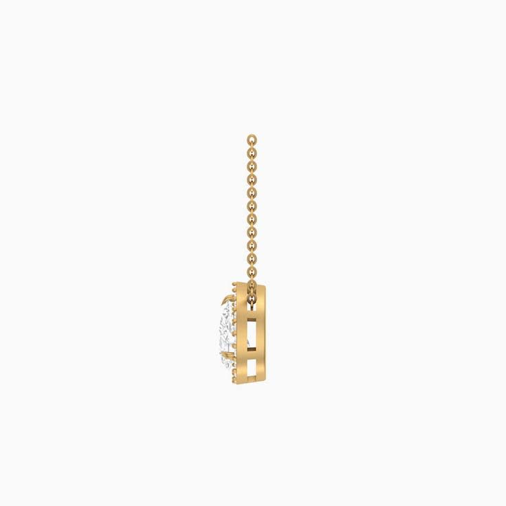Half carat Classic pear halo diamond necklace