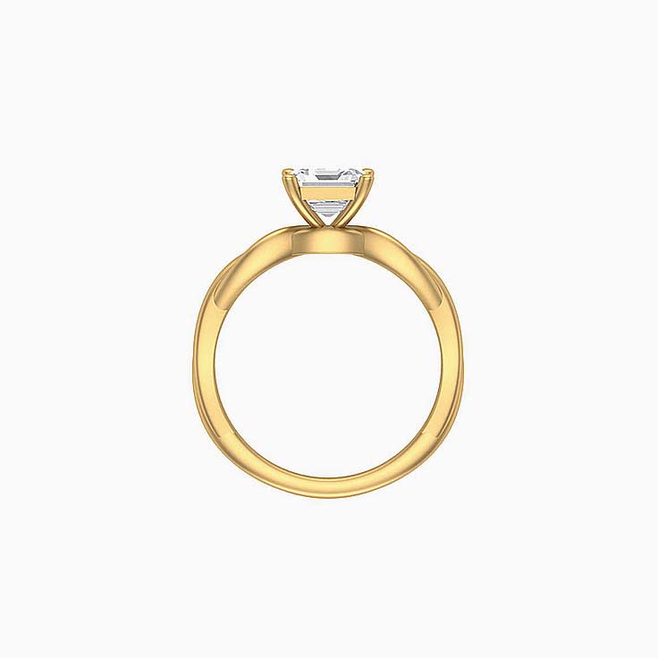 Twisted band with Asscher mossanite ring