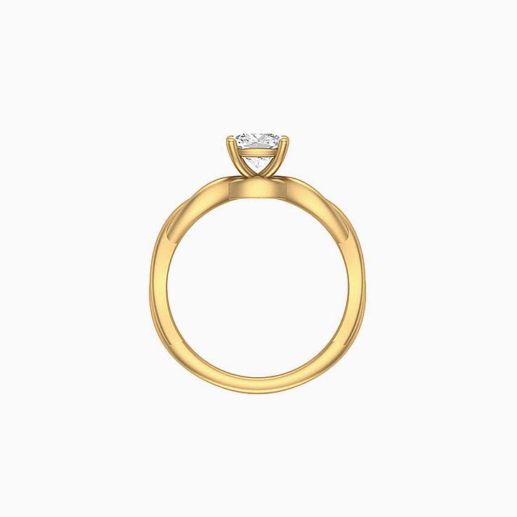 Twisted band with cushion mossanite ring