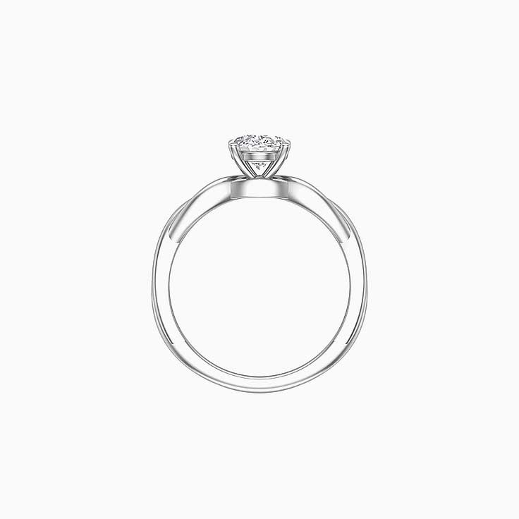 Twisted band with oval mossanite ring