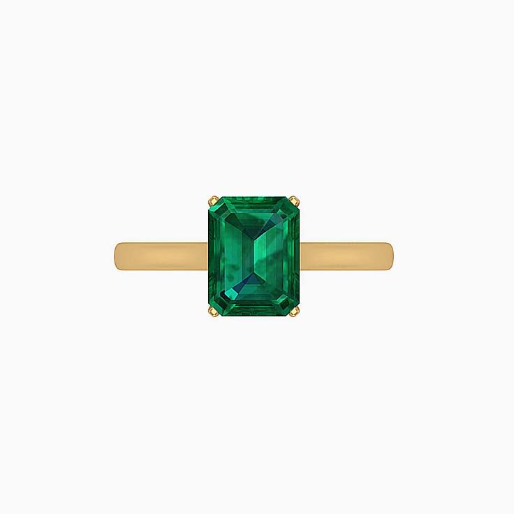 solitare green emerald engagement ring