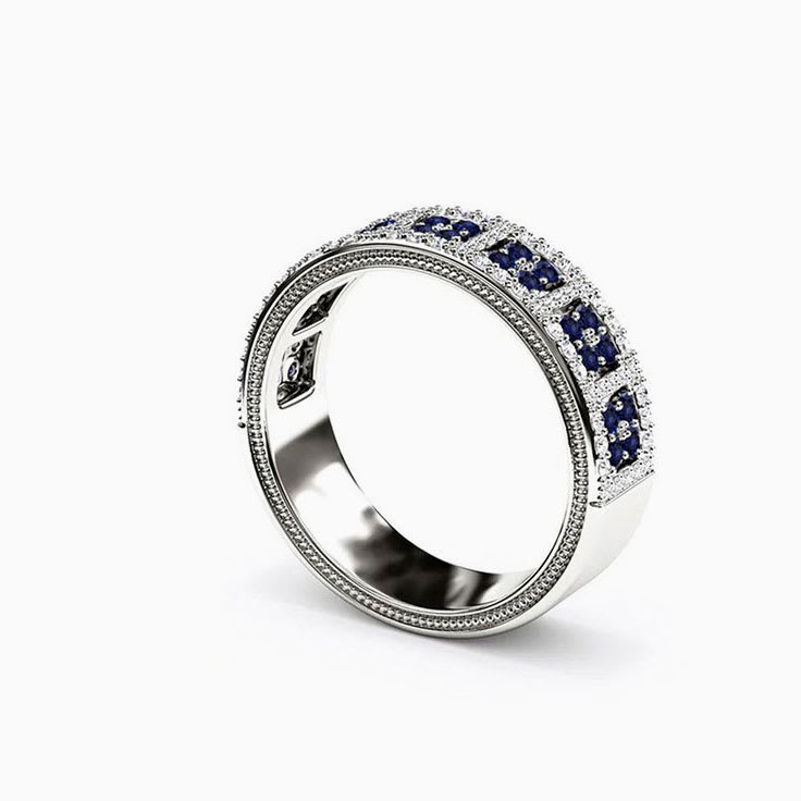 Blue sapphire and diamond dress ring