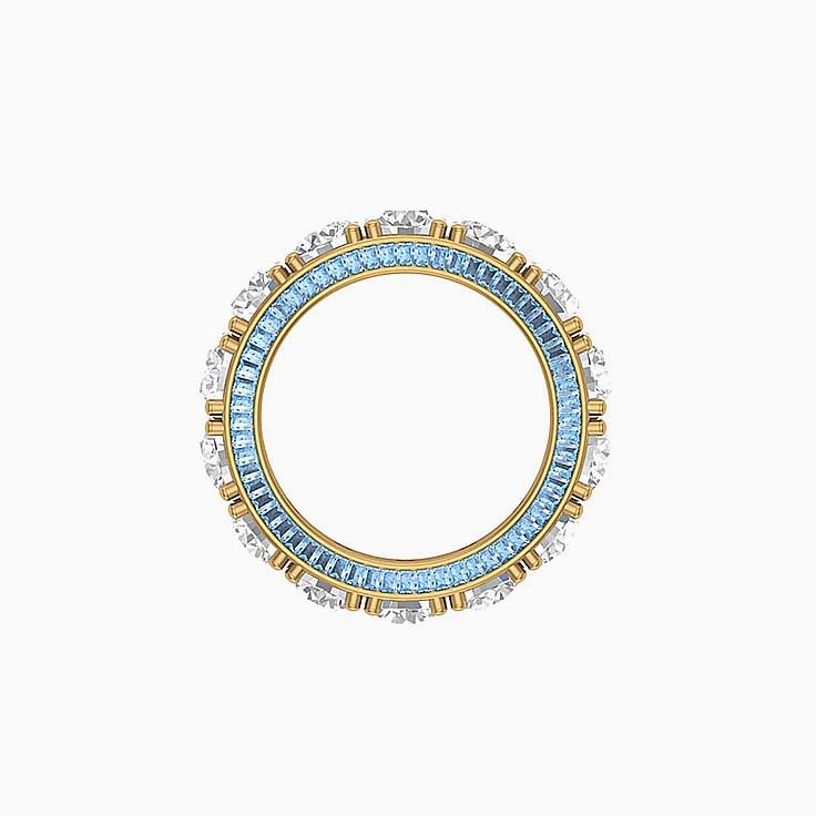 Lab round and Aquamarine baguette eternity ring