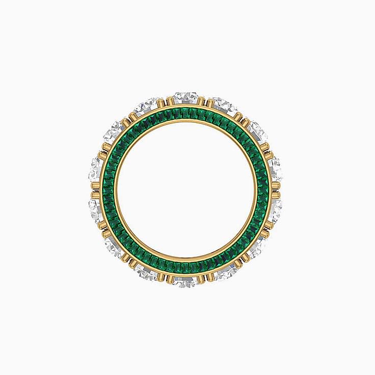 Lab round and Emerald baguette eternity ring