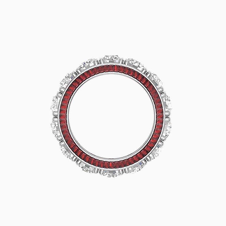 Lab round and garnet baguette eternity ring