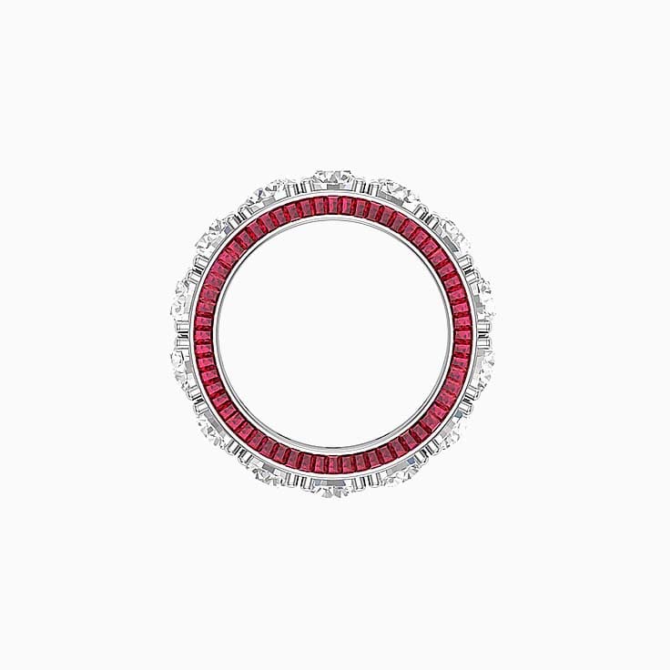 Lab round and Ruby baguette eternity ring