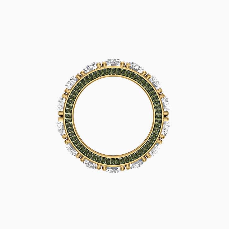 Lab round and Sapphire Green baguette eternity ring