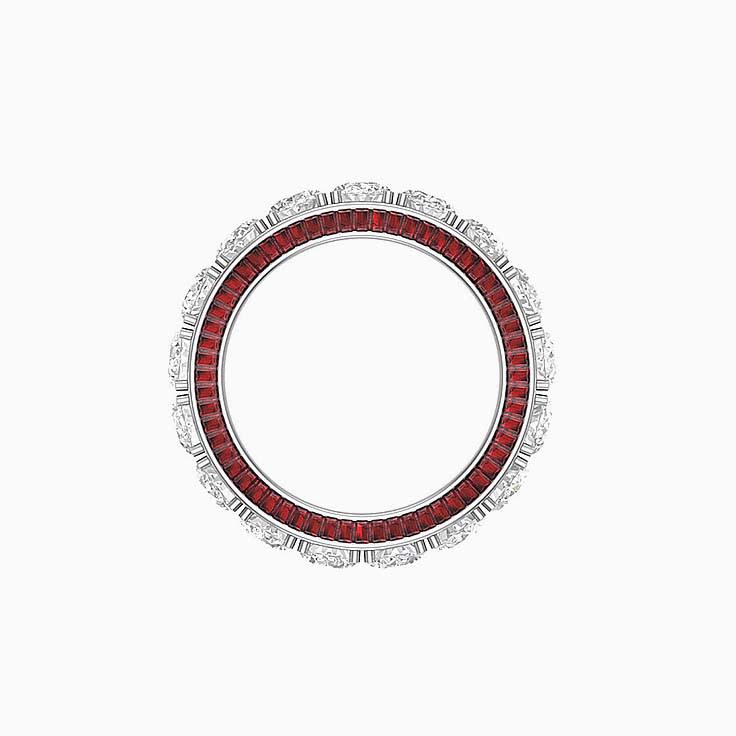 Lab oval and garnet baguette diamond ring