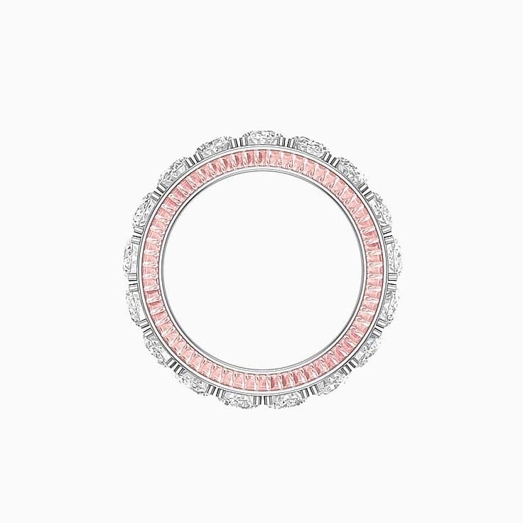 Lab oval and morganite baguette diamond ring