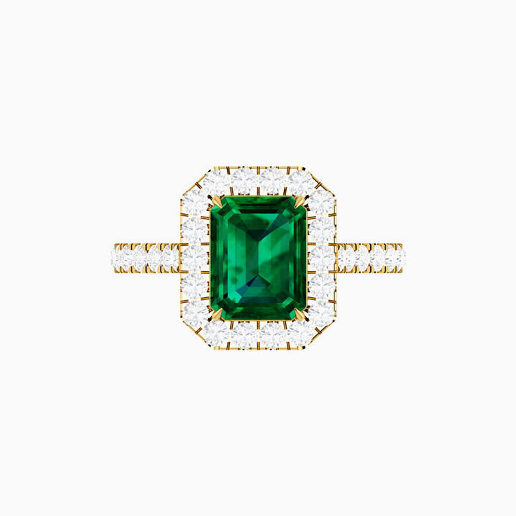 2 Carat Green Emerald Halo Ring