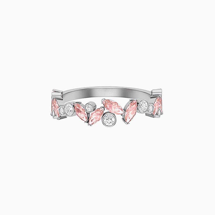 Morganite with white diamond wedding ring
