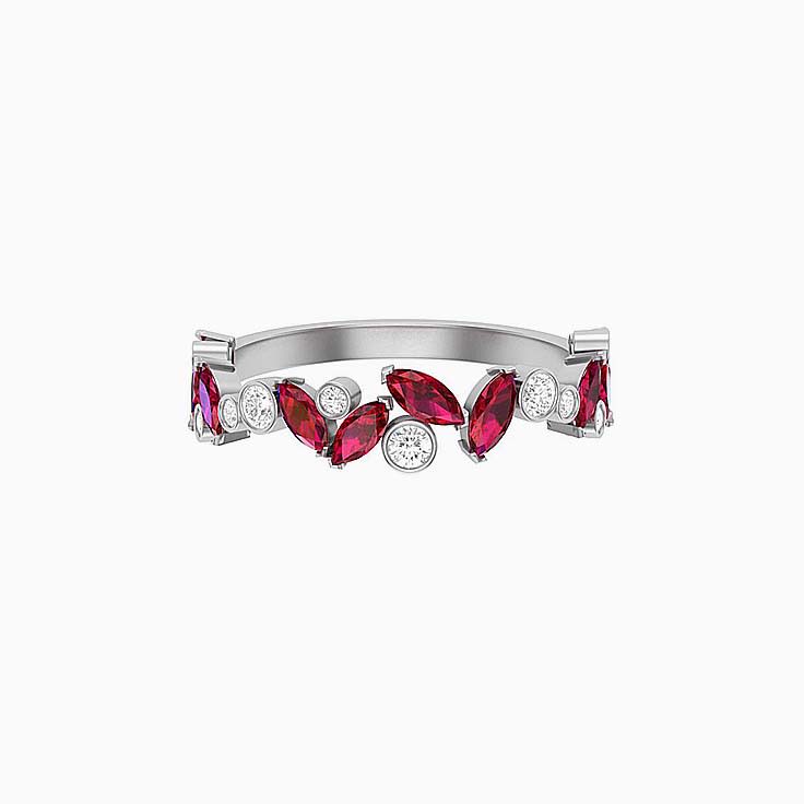 Ruby with white diamond wedding ring