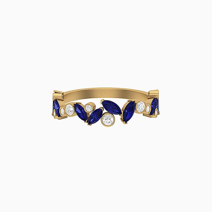 Tanzanite with white diamond wedding ring
