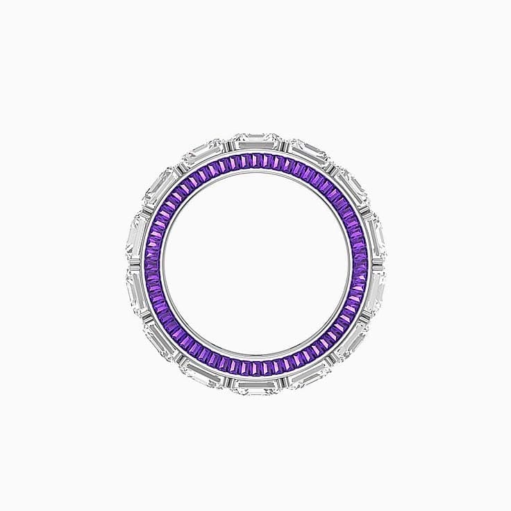Lab Asscher and Amethyst baguette diamond ring