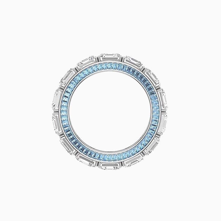 Lab Asscher and Aquamarine baguette diamond ring
