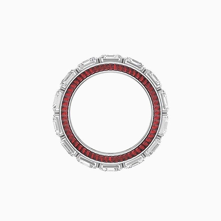 Lab Asscher and garnet baguette diamond ring