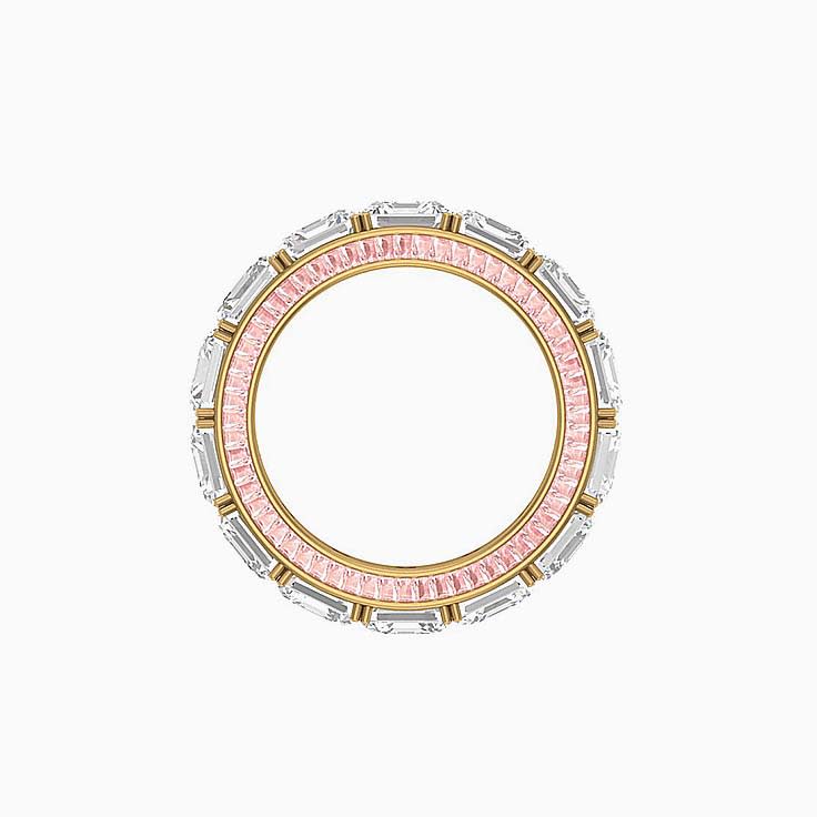 Lab Asscher and morganite baguette diamond ring