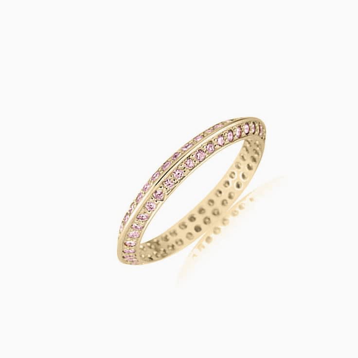 Knife edge Pink Lab diamond wedding ring