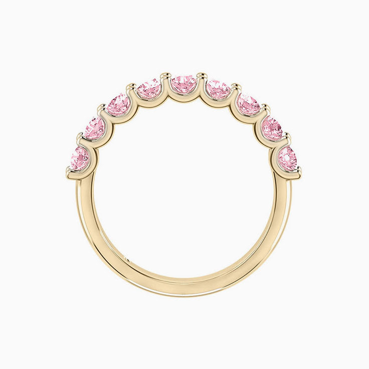 Pink Lab Round diamond u setting wedding ring