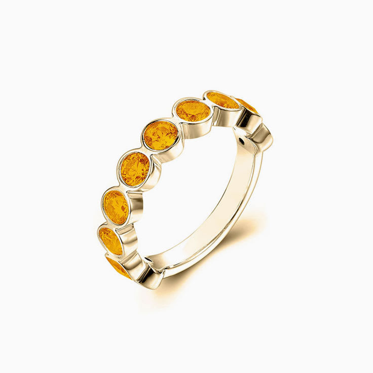 Citrine Bezel set Diamond Band