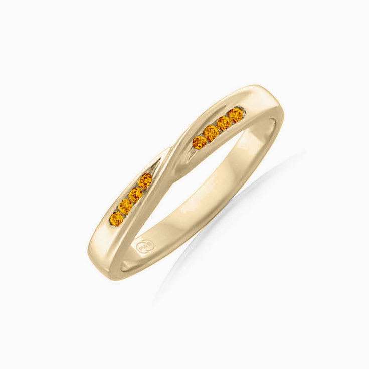 Citrine Diamond twisted wedding ring