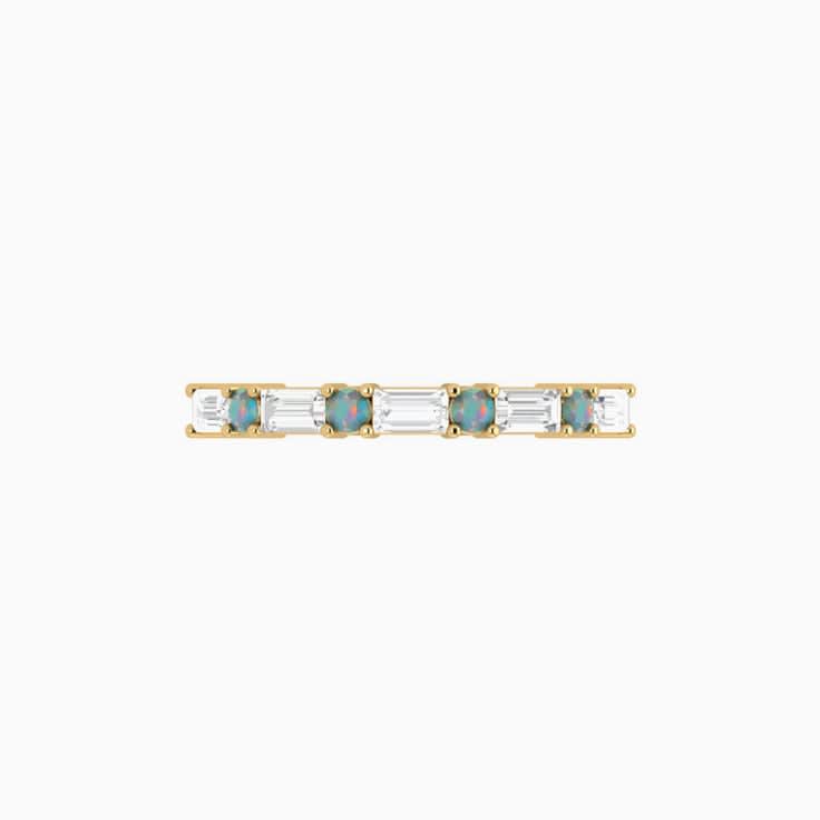 Opal and Baguette Diamond Ring