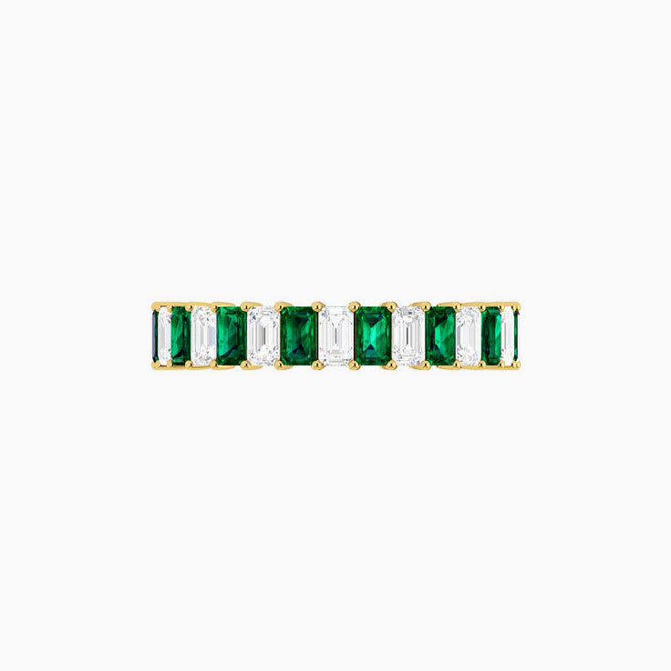 Green Emerald and Diamond Eternity Ring