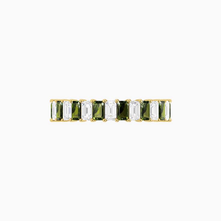 Green Sapphire and Diamond Eternity Ring