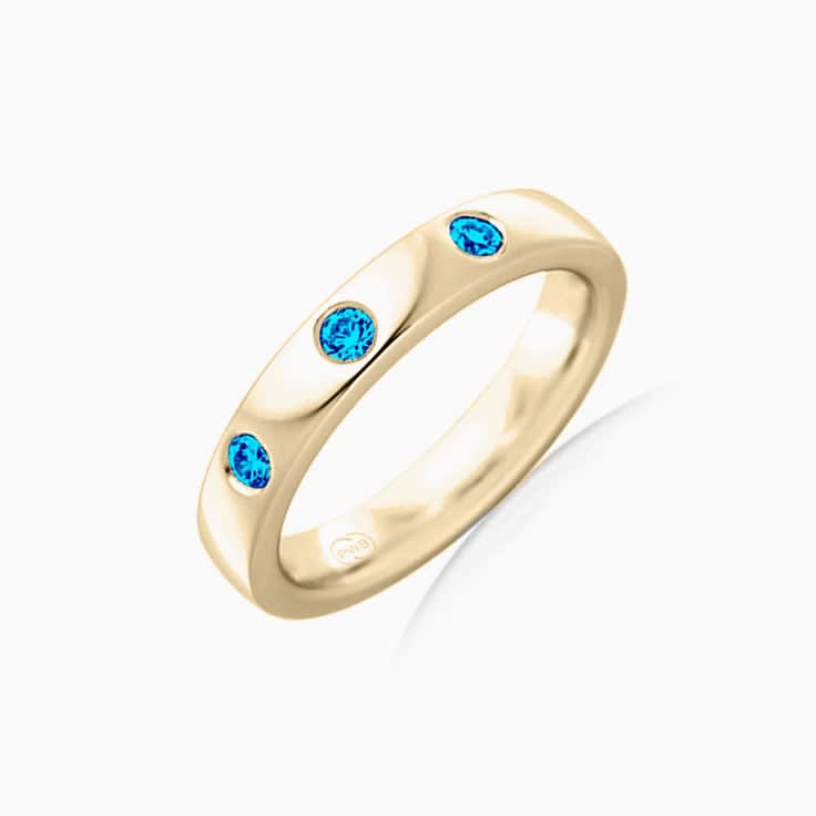 Swiss blue topaz diamond ring
