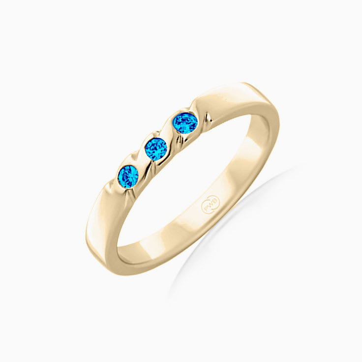 Swiss blue topaz Three stone twisted band