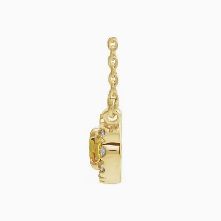 Citrine halo Diamond Necklace