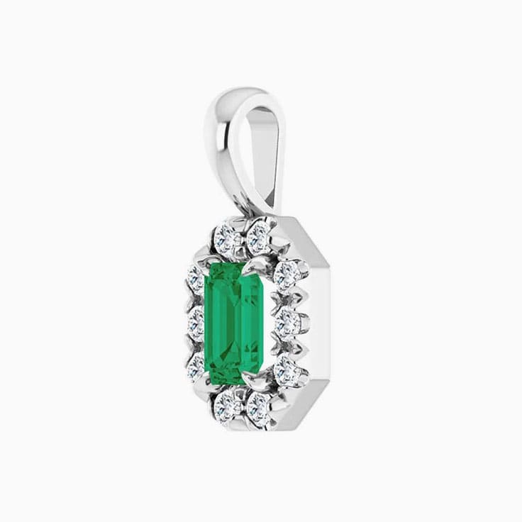 Emerald in Halo Style Pendant