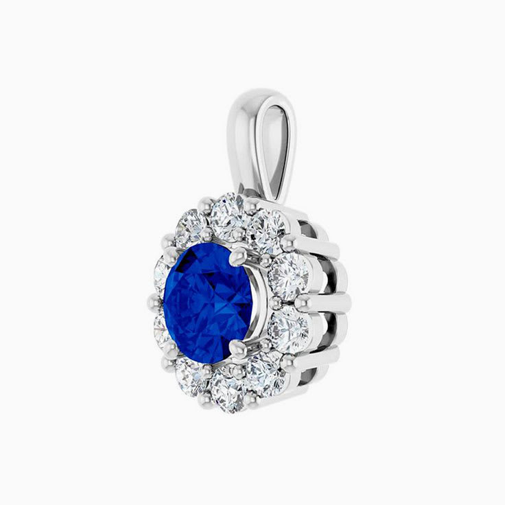 Blue Sapphire Natural Diamond Pendant