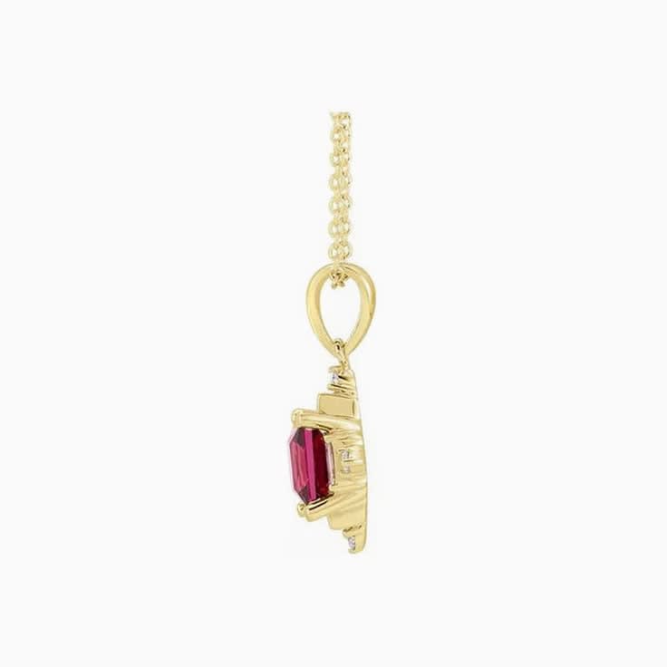 Rhodolite Garnet Natural Diamond Geometric Necklace