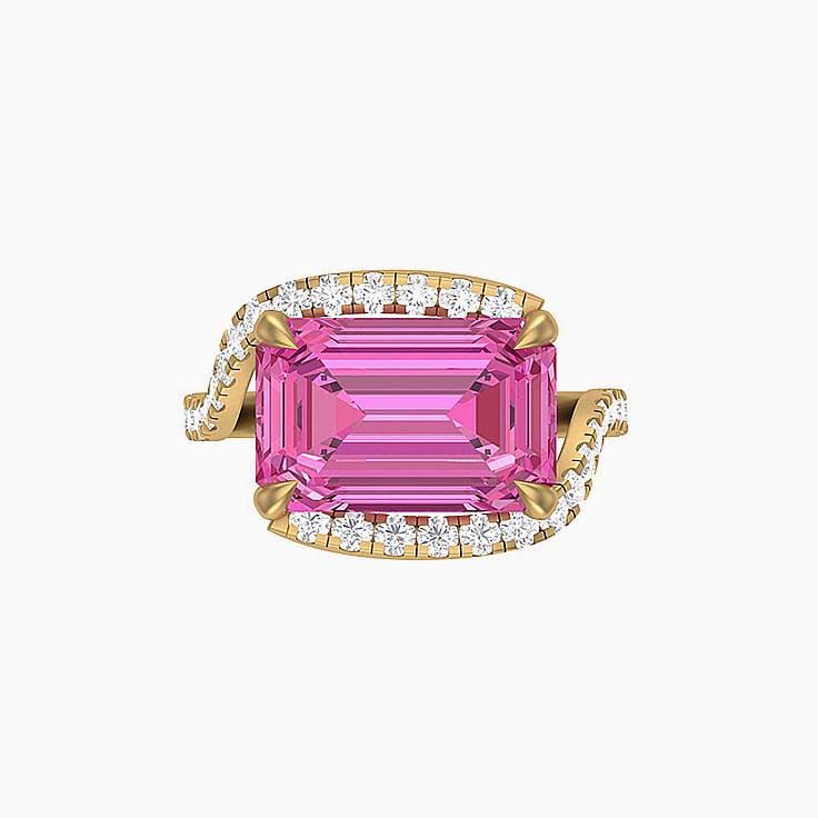 Pink Tourmaline and Diamond dress ring in 18ct