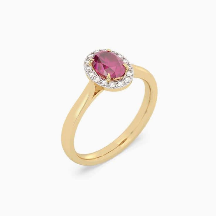 Petite rub diamond halo ring