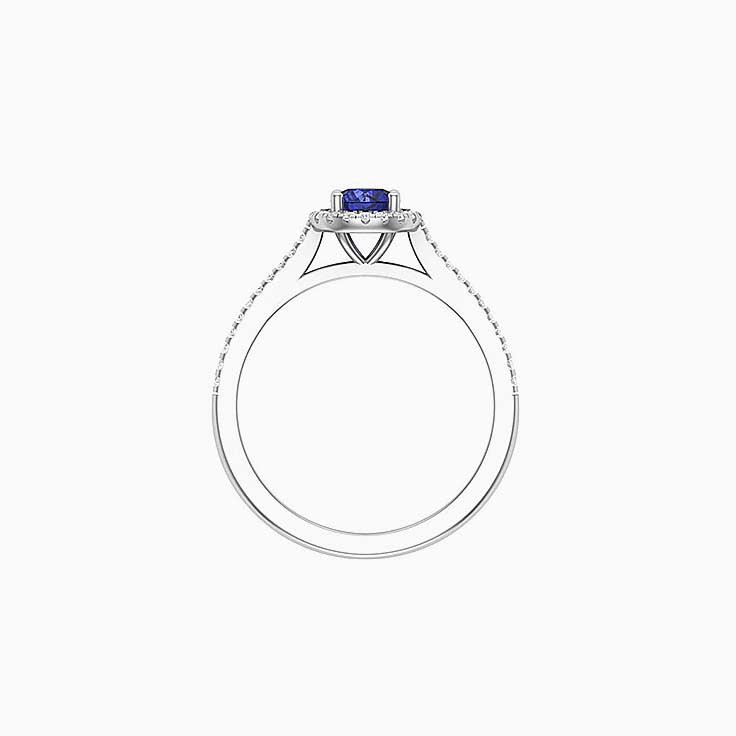 Round Tanzanite with diamond halo