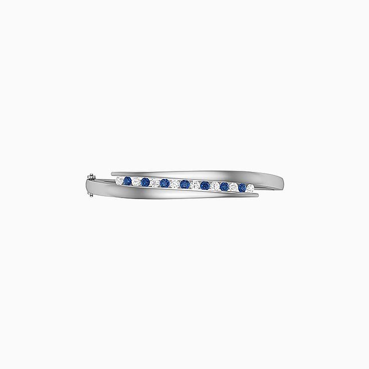 Crossover bangle with Sapphires and Diamonds in 9ct