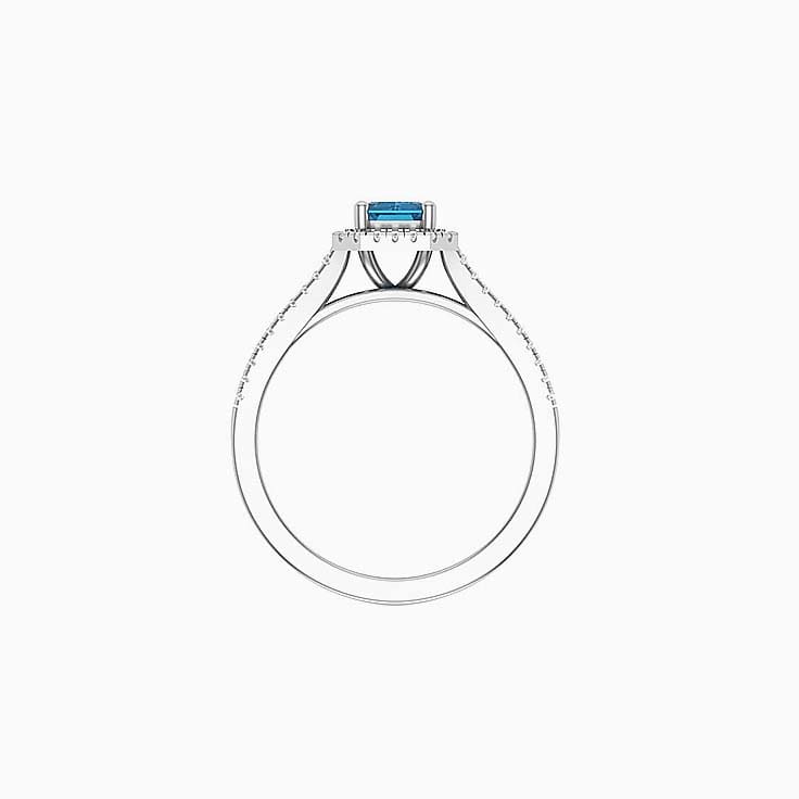 London blue topaz With Halo Engagement Ring