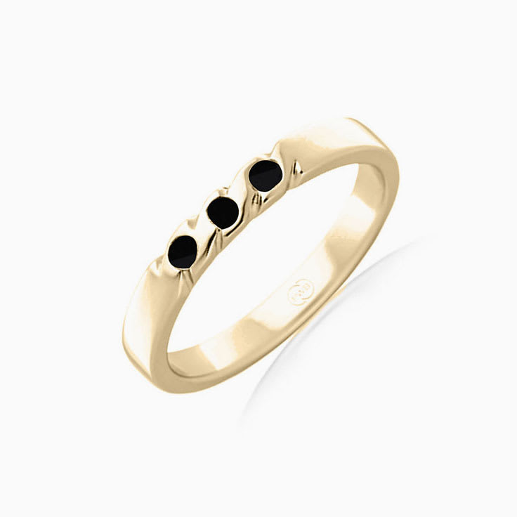 Black Onyx Three stone twisted band