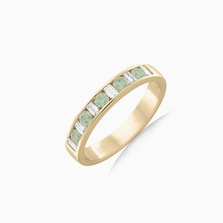 Green Amethyst Baguette and round diamond