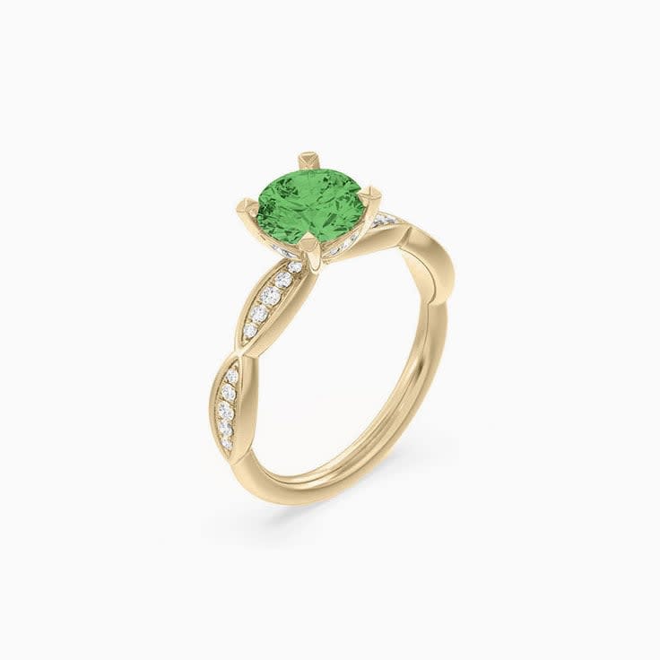 Tsavorite Round Hidden Halo Engagement Ring
